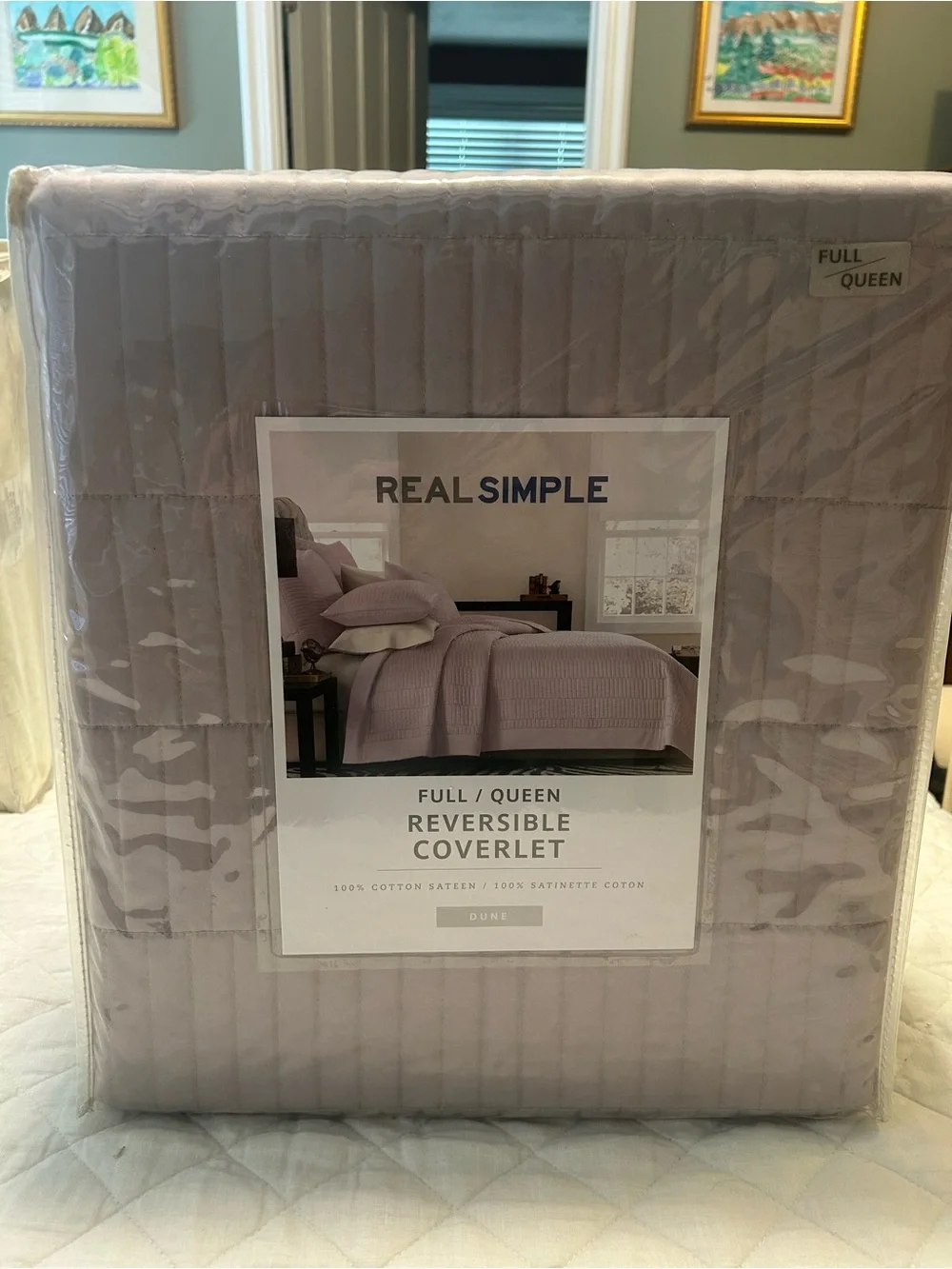 Real Simple Dune Reversible Quilted Coverlet / Bedspread / Blanket Lavender-NWT
